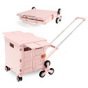 【送料無料】SELORSS BY10CX キャリーカート 台車 キャンプ用品 折り畳み 軽量 アウトドア ショッピングカート ワンピース蓋 三角ホイールデザイン 階段は登れる TPEラバーホイール 静音 チルトプル式 荷物運搬 防災・避難用品 登りやすい持ち運び便利 耐荷重約80kg pink