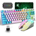 【送料無料】ZIYOULANG T87 ワイヤレスゲーミングキーボードマウスセット 英語配列 3800mAh大容量 LED 無線 2400DPIマウス 2.4G...