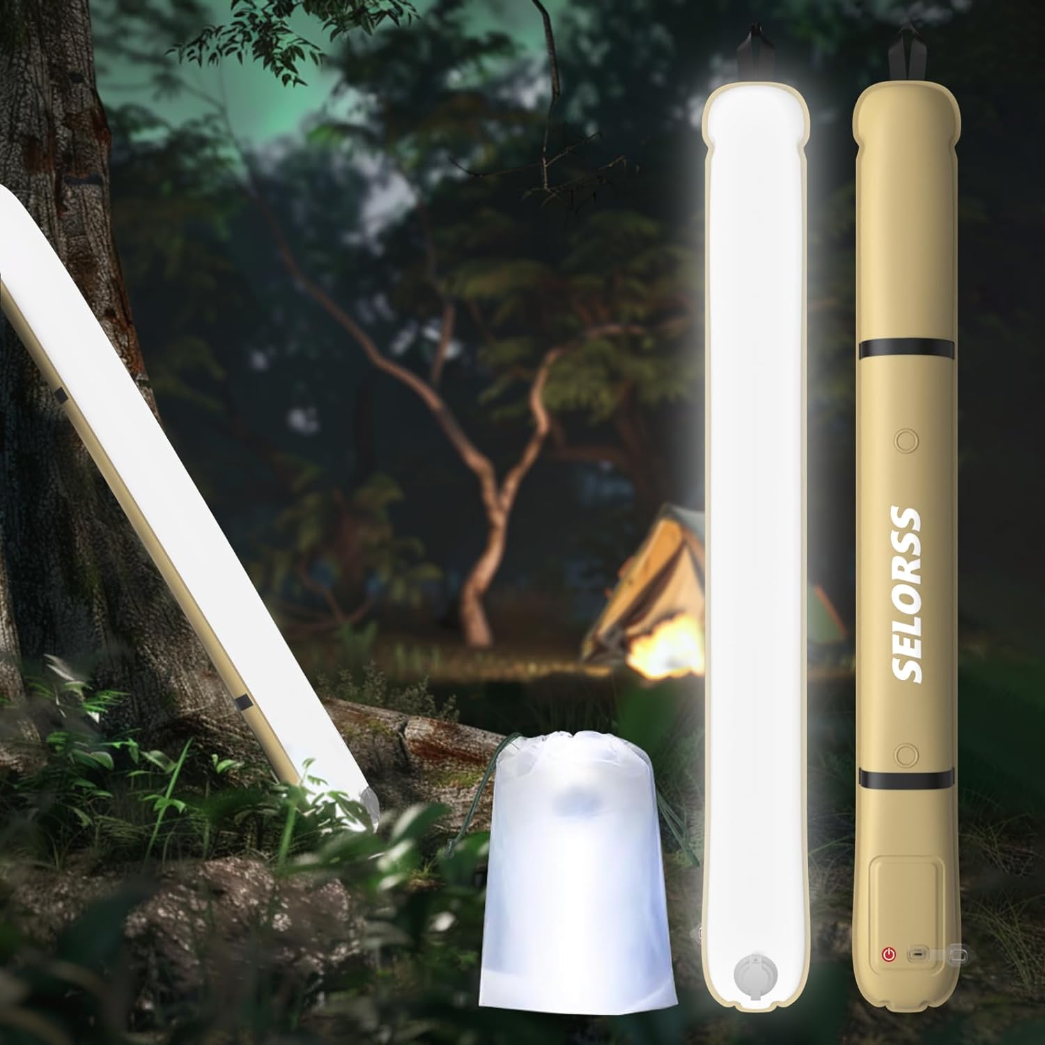 【送料無料】SELORSS LEDランタン 充電式ライト 防災 キャンプ用品 超軽量 折りたたみ式 キャンプランタン | 蛍光灯 | 2000mAh | 軽量・防水仕様 | アウトドア/夜釣り/登山/非常用/RV旅行 | USB充電式 | 持ち運び便利/IPX68防水仕様【正規代理店保証品】