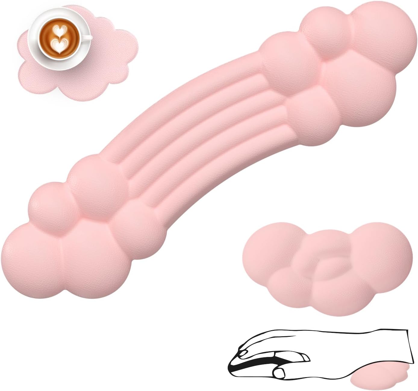 【送料無料】キーボードリストレストとマウス リストレストセット 虹状手首クッション 柔らかい素材 通気性 肌に刺激なし 人間工学デザイン メモリー綿 低反発PU...