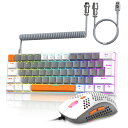 【送料無料】ZIYOU LANG T60 有線 60% メカニカルキーボード ゲーミングキーボードマウスセット RGB バックライト テンキーレス 防衝突 TKL 低ノイズ 在宅勤務 コイルケーブル usb-c赤軸 日本語説明書 コンパクト Type-c有線 指紋防止 人間工学設計 UK配列
