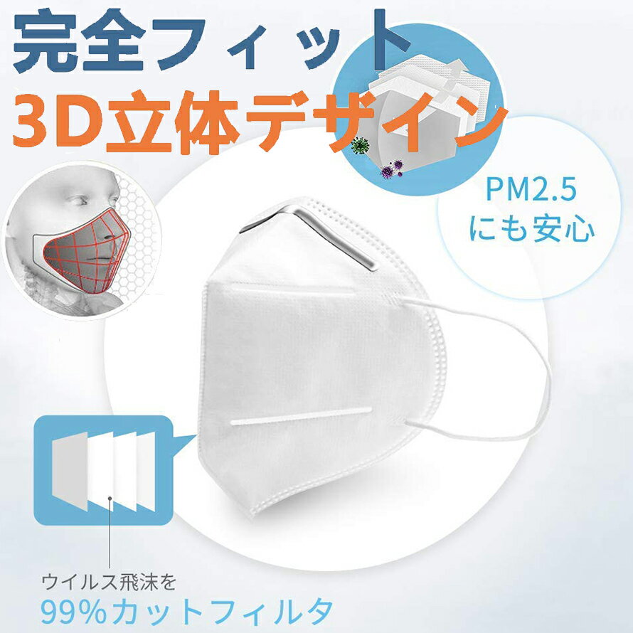 【送料無料！！】マスクKN95マスク不織布マスクウイル対策フィルターマスク立体マスク5層マスク吊り耳10枚入PM2.5対策ほこり風邪花粉ホワイト男女共用