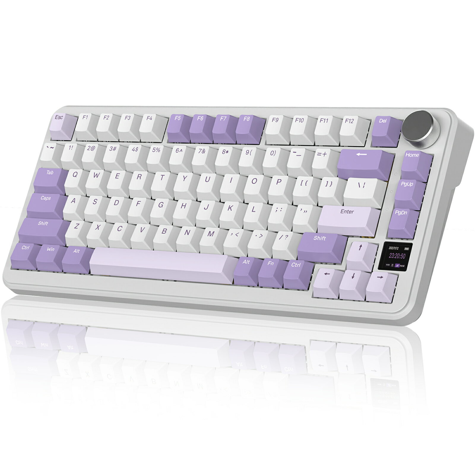 ATTACK SHARK X85Pro ゲーミングメカニカルキーボード ブルーベリースイッチ ガスケットマウント リニア PBT3色キーキャップOEMカスタマイズ RGB 2.4G/Bluetooth/USB-C 技適認証済み TFTスクリーン ホットスワップ 5層パッド＆CNCメタルノブ付き 75% 81キー アンチゴースト