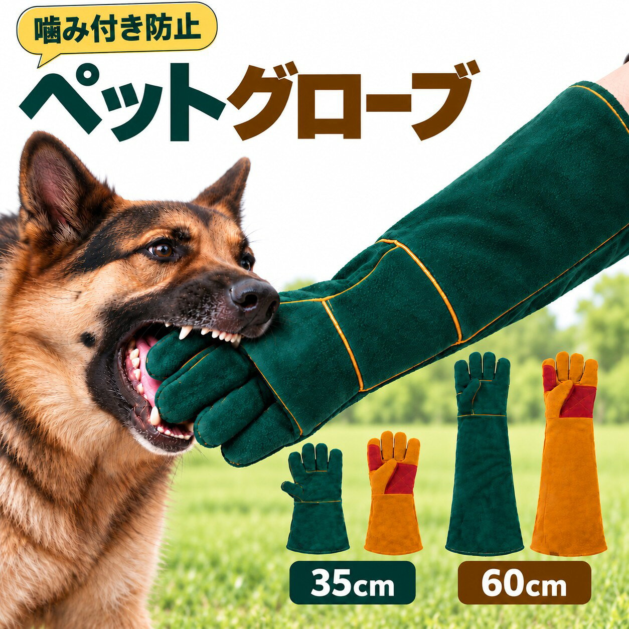 ペットグローブ 噛みつき予防 グローブ 犬 噛みつき防止 手袋 猫 ひっかき防止 しつけ 牛皮