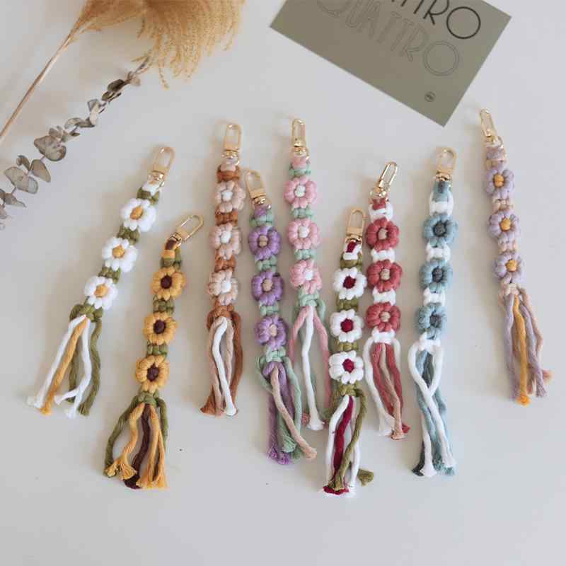おしゃれ ハンドメイド バッグチャーム フラワー デイジー コットンロープ ファッション小物 かわいい ..