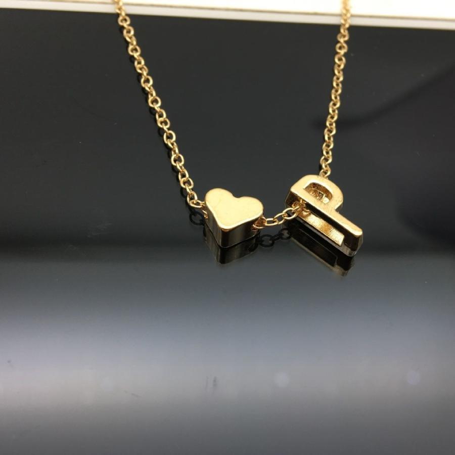 Yellow - かわ ペンダント 可愛い アクセサリー おしゃれ チェーン 英字 英語 シンプル 大文字 ネックレス ハート アルファベット レディース NからZまで