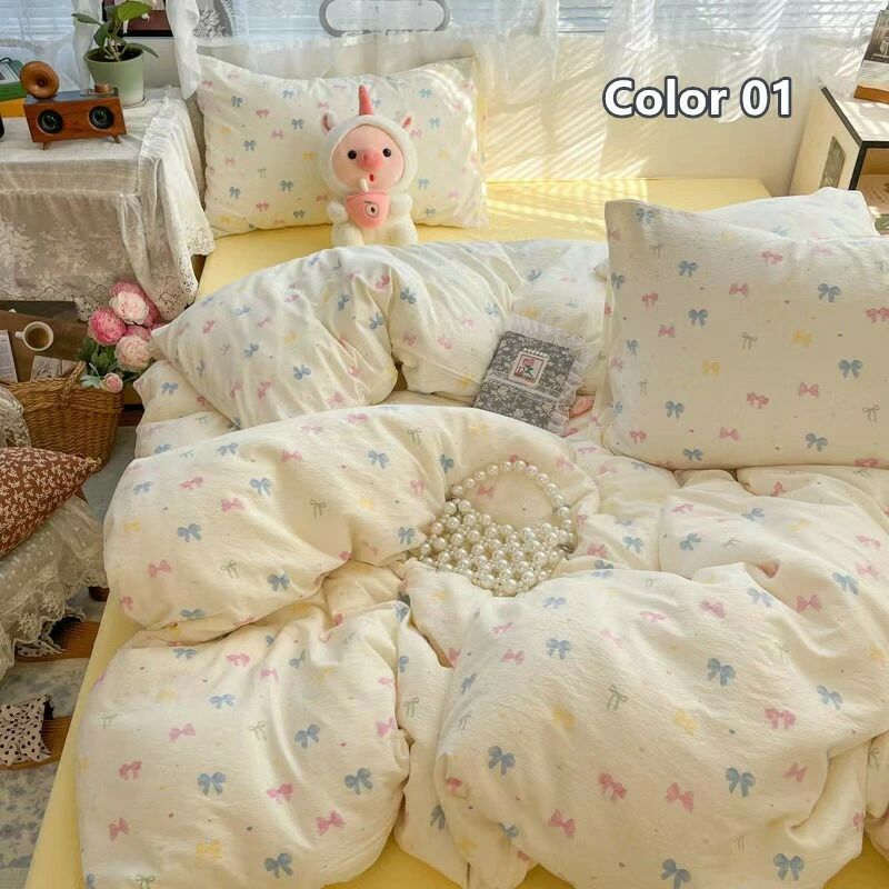 プリント 通気 3点セット 洗える 吸湿ベッド 掛け布団カバー 布団カバーセット フラットシーツ ボックスシーツ 優しい寝具カバー ベッド用 可愛い シングル 綿混 ドット かわいい 柔らか シーツカバー 敷布団カバー チェック 掛けカバー女の子 布団カバー 布団セット [2]