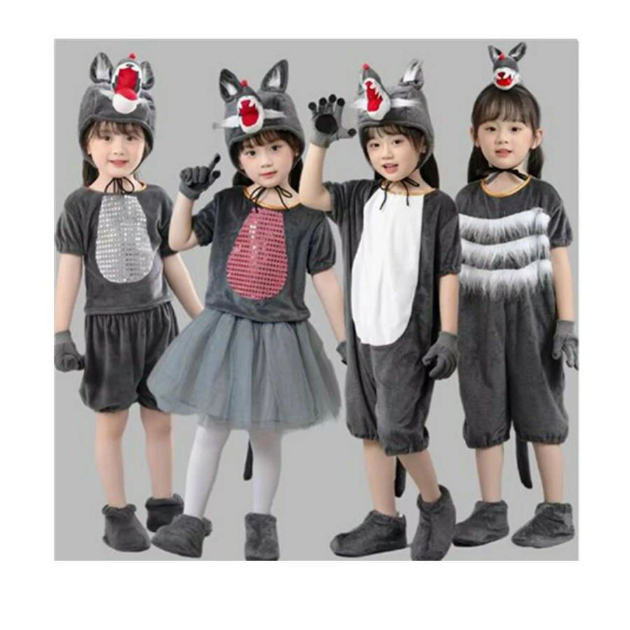 発表会 ステージ衣装 ステージ衣装 イベント舞台舞踊 男の子きぐるみ 女の子 コスチューム衣装 子供服 着ぐるみ 演出服 キッズ 新劇 ワンピース 演出団服ダンスウェア大灰狼オオカミウサギ衣装アニマルショーウェア半袖 ミュージカル 子供ダンス衣装 演出服 応援 ダンス衣装