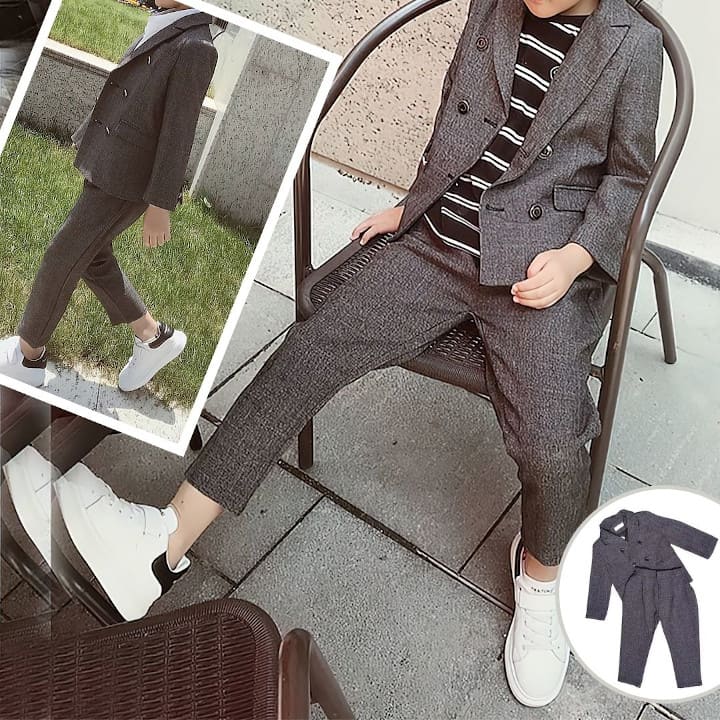 Top & Bottom Sets - 結婚式 キッズ 男の子 卒業式 発表会 入学式 フォーマルスーツ チェック 長袖 セットアップ ジャケット 七五三 子供服 男児 子供