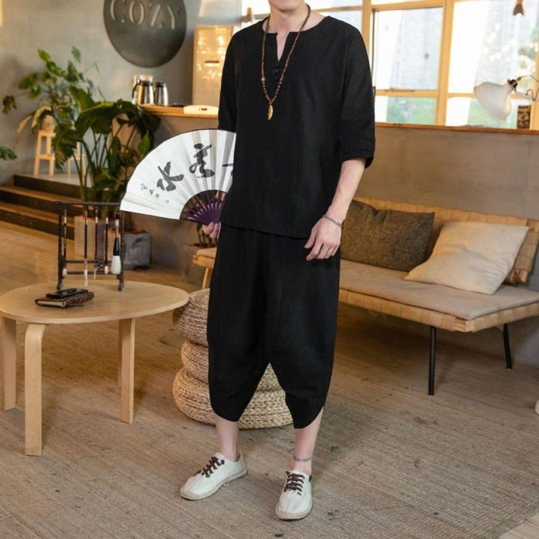 上下セット 新生活 上下セット 作 カジュアル 作務衣 さむえ 2色カラー 半袖 サマースタイル 2サイズ 部屋着 甚平風 セットアップ カッコいいンズ 男性 気楽 和服 メンズ おしゃれ