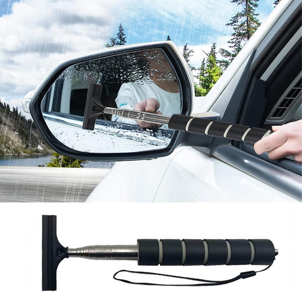 水切りワイパー (ブラック) 21-96cm調整可能 車用品 使いやすい 多機能掃除用品 持ち運び便利 雨対策 ..