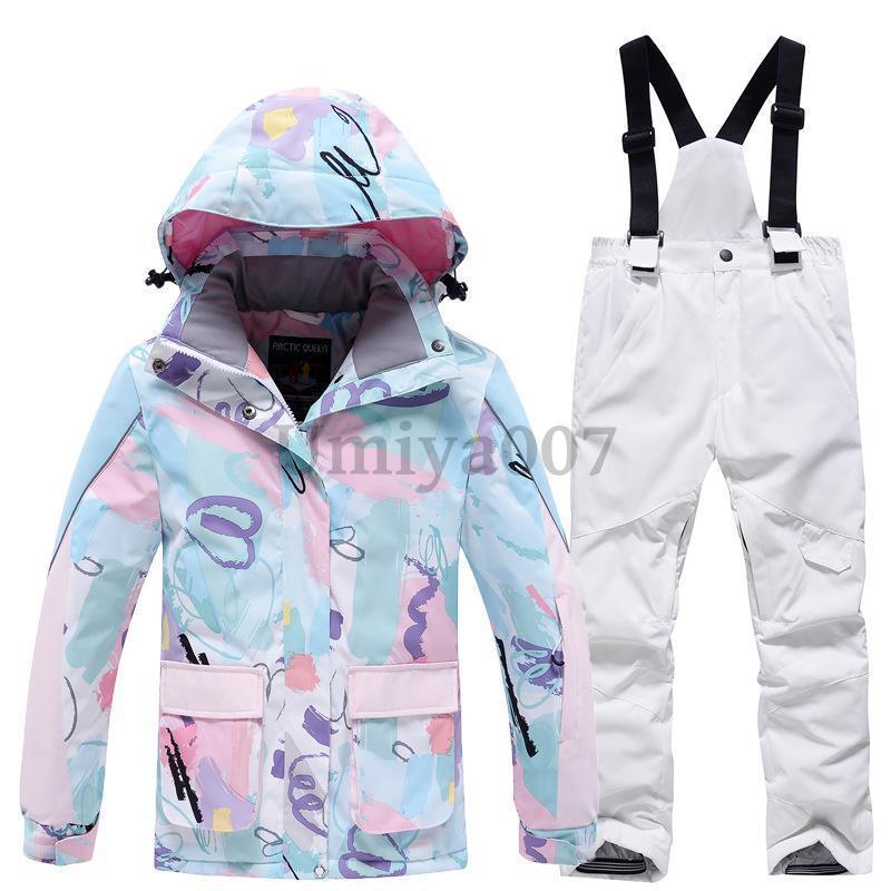 防風 スノーボードウェア 上下セット ウェア スキーウェア 厚手 防寒 オーバーオール ジャケット 女の子 撥水加工 動きやすい 子供用 2