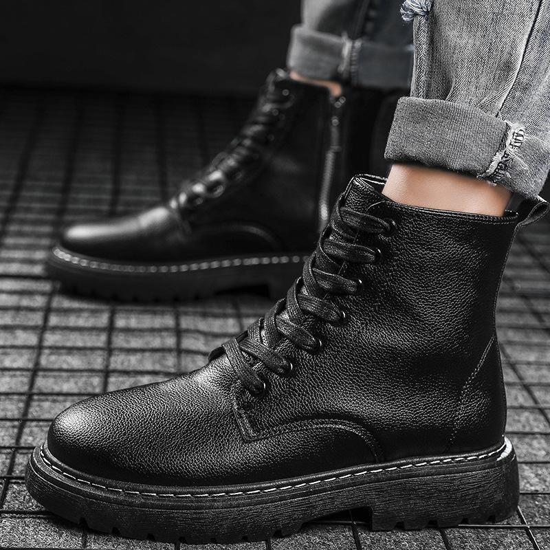 滑り止め チャッカブーツ カジュアルシューズ メンズ 歩きやすい 厚底 ブーツ 編み上げブーツ ハイカット メンズシューズ ショートブーツ ジッパー