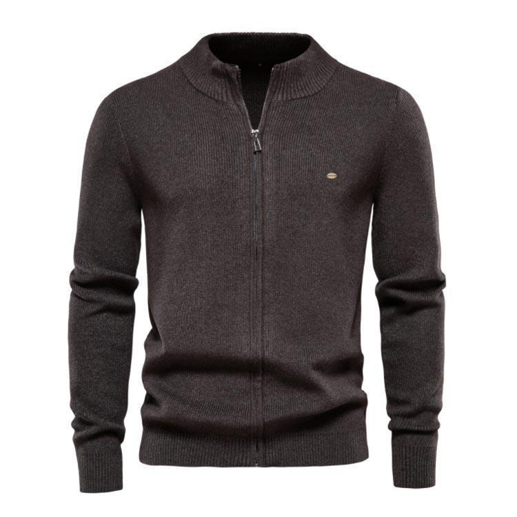 メンズ 無地 新作 長袖 ニットジャケット ニット ゴルフ トップス フルジップアップ 秋冬 セーター リブ編み ゴルフウェア スポーツ ト