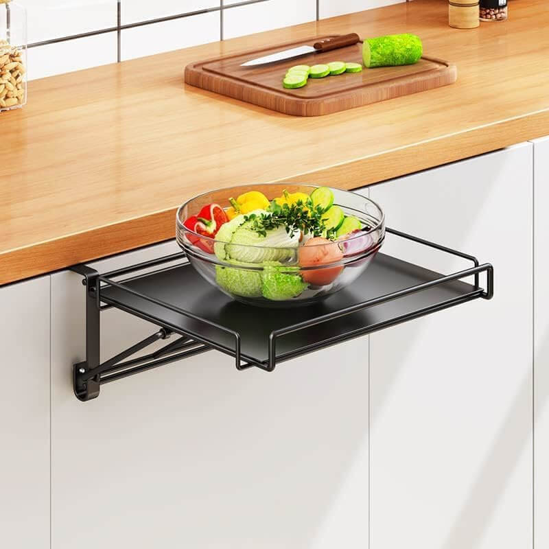 タオルハンガー付き 作業台 キッチン サポートテーブル キッチン棚 ステンレス キッチン補助テーブル オフィス 収納ラック 省スペース 寝室 バスルーム 折りたたみ式 2