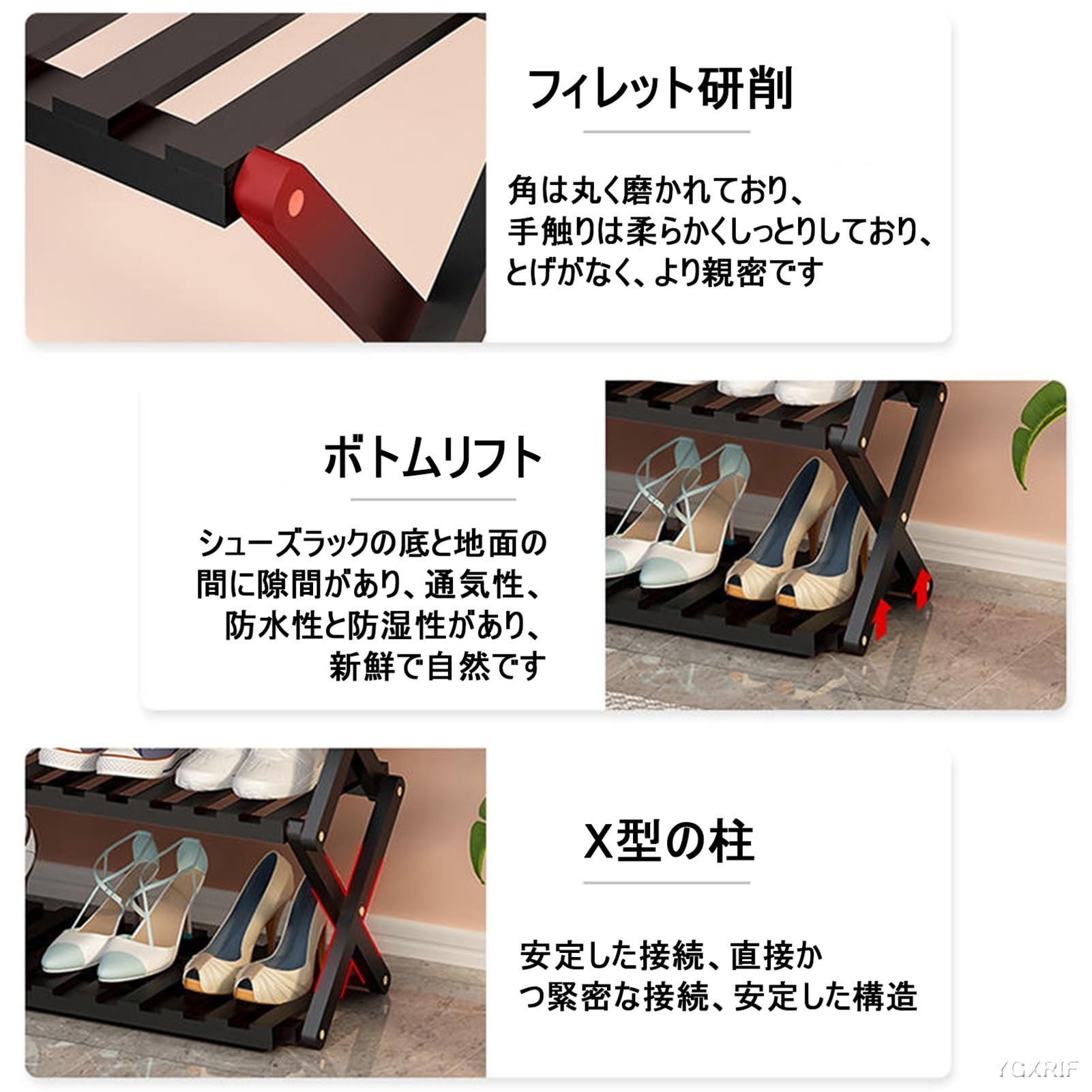 折りたたみ可能 靴 竹製 下駄箱 靴ラック ラック 玄関に靴を効率収納 靴箱 狭い空間向け 靴 靴置き Size 靴 壁 (色 ログカラー 靴入れ 6段 多層シューズラック おしゃれ 玄関 省スペース 靴棚 : 棚 靴収納 積み重ね可能 収納 靴おき棚 大容量 棚 70cm) : [2]