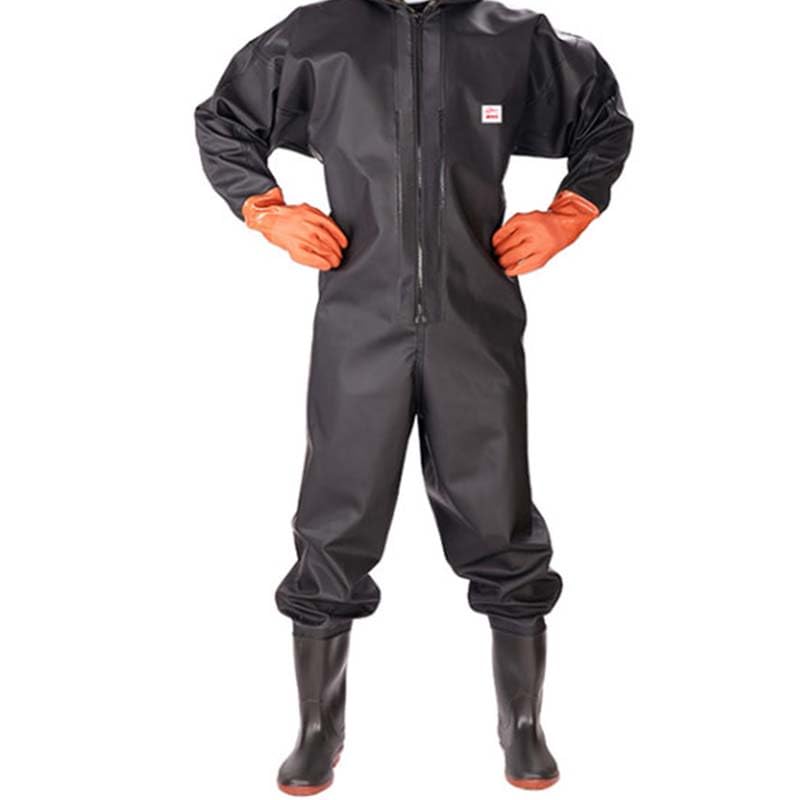 防水つなぎ 釣り 全身防水 吸汗 スーツ フード 胴付き長靴 ウェーダー 長袖 チェストハイウェダー 通気 おしゃれ 作業着 完全防水