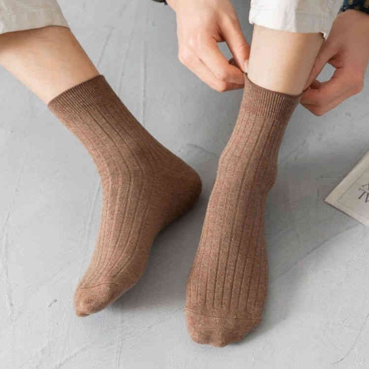 くつ下 無地 メンズ 秋冬用 あったか 男性 暖かい クルーソックス プレゼント ソックス 5足セット 保温