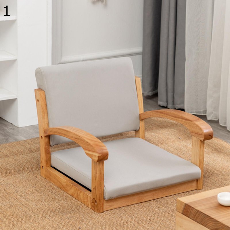 Legless Chairs - 木製座椅子 和式 持ち手付 タタミ椅子 背もたれ 木目 天然 テレビ視聴 肉厚クッション お座敷 おしゃれ ゲーム ナチュラル 一人掛け 脚なしの椅子 コンパクト テレワーク 家具いす あぐら座椅子 ローチェア