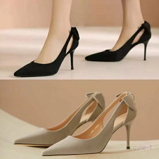 ベーシックカラー ピンヒール スタイリッシュ シューズ ポインテッドトゥ 上品 20代 30代 ハイヒール レディースファッション 韓国風 お洒落 パンプス 踵リボン スティレットシューズ 大人可愛い