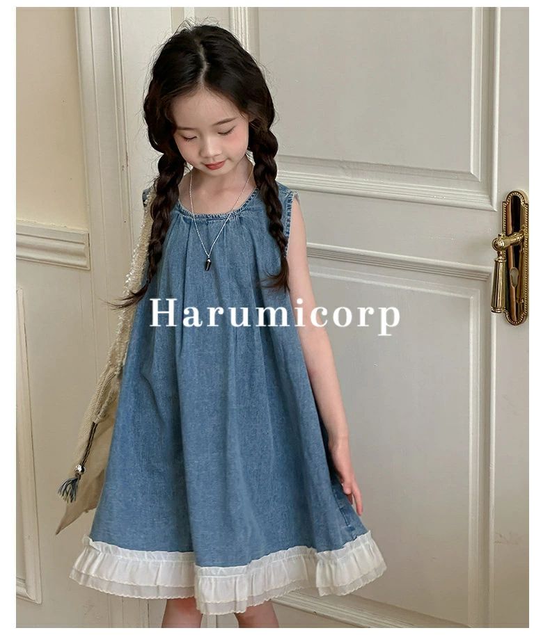ワンピース キッズ 夏 女の子120-170cm 子供服デニムスカート ノースリーブ ベビー服 子ども服 おしゃれ かわいい 七五三 入学 小学生 中学生入園 保育園 幼稚園 誕生日 プレゼント お姫様 ナチュラル お出かけ