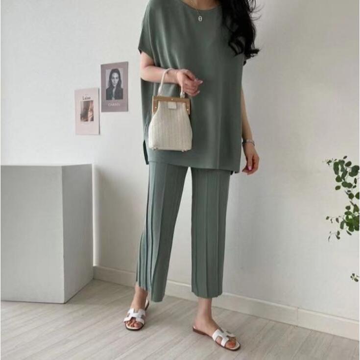 夏 春 レディース セットアップ サマーニットセットアップ 上下セット 2点セット パンツセットアップ