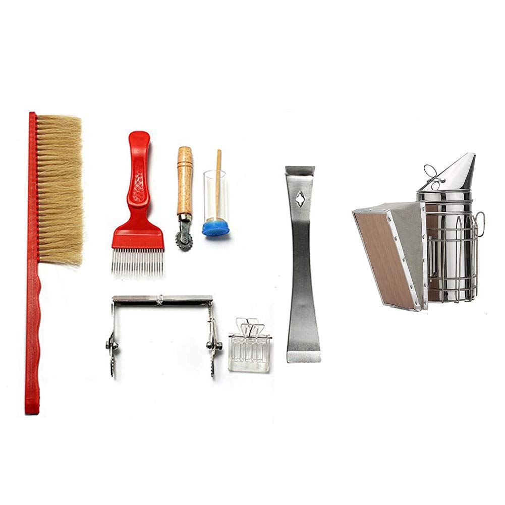 ハイブツール養蜂機器 噴霧器 巣フレームのクリップ クイーンキャッチャー 養蜂用品 8点セット 蜜蓋か..