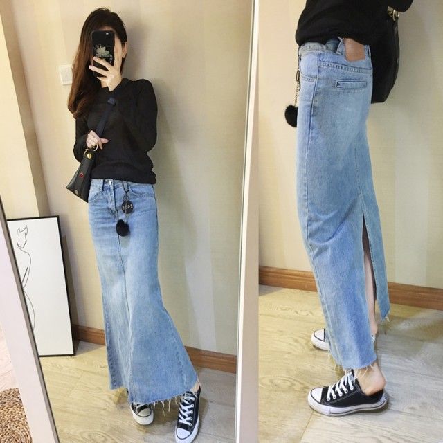 3l ロング デニムスカート スリットスカート 小さいサイズ ギフト プレゼント カジュアル デニム 大きいサイズ ロング 夏 秋 ロングスカート マーメイドライン 春 カットオフデニム デニムロングスカート タイトスカート ホワイ 切りっぱなし