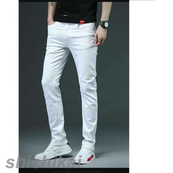 白 夏THOM WILLS ホワイト ジーンズ メンズ ストレッチ 爽やか ズボン ビジネス 春 デニムパンツ
