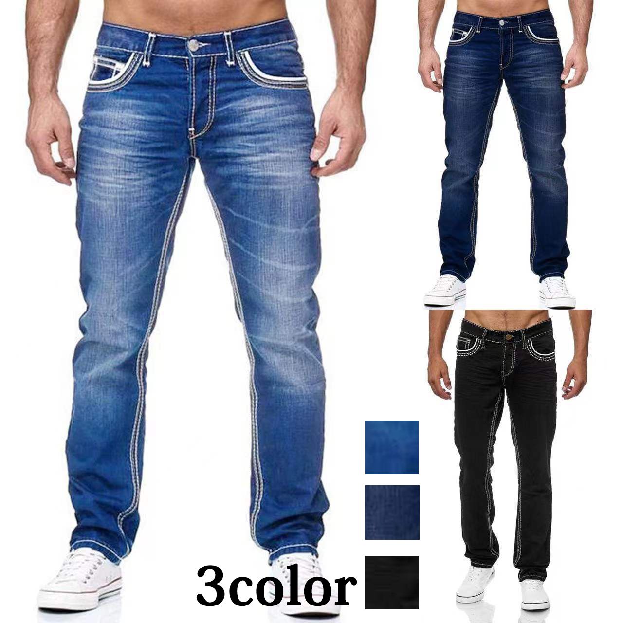 Other - レギュラー くるぶし クロップドパンツ ボトムス タイト ストレート ストレッチデニム 3カラー アンクルパンツ ジーンズ カジュアル デニム メンズ ファッション フィット 6サイズ アメカジ ストレッチ アンクル パンツ クロップド
