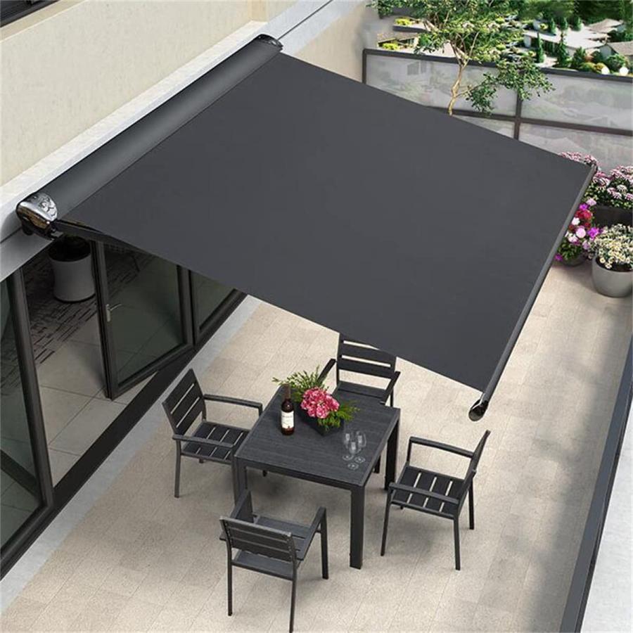 後付けパティオ 雨除け 屋根 オーニング パティオ手動ガーデンオーニング後付けベランダ 手動ガゼボ 2m..