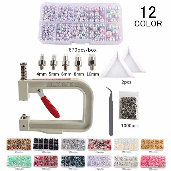 パールリベットボタ 釘付けビーズ機 ツール 5サイズ ビーズリベット固定機 手動ビーズ ビーズ付き パールセッティングマシン DIY