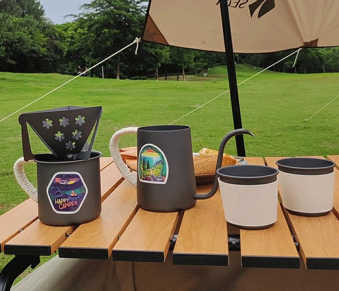 コーヒーポット ホーム 5点セット 持ち運び便利 コーヒーカップ コーヒー用品 マグカップ キャンプ コ..