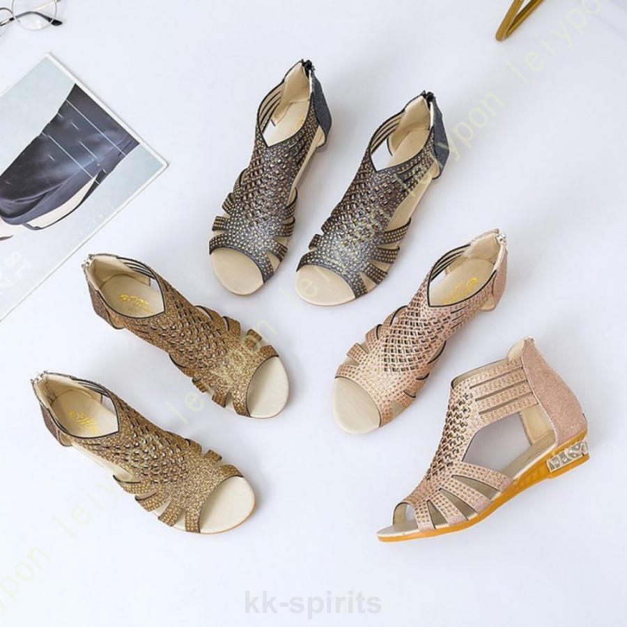 靴 バックジッパー レディース ブーツブーツ ヒール 歩きやすい サンダル シューズ グラディエーターサンダル サマーブーツ ウェッジソール 疲れない ビーチ