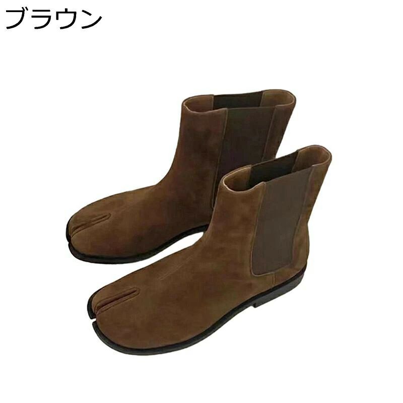 モード レディース スリッポン 足袋シューズ 美脚 アンクルブーツ 足袋ブーツ サイドゴア 足袋型 フラット ヴィンテージ 秋冬 おしゃれ スエード ゴムソール 短靴 カジュアル ショート丈