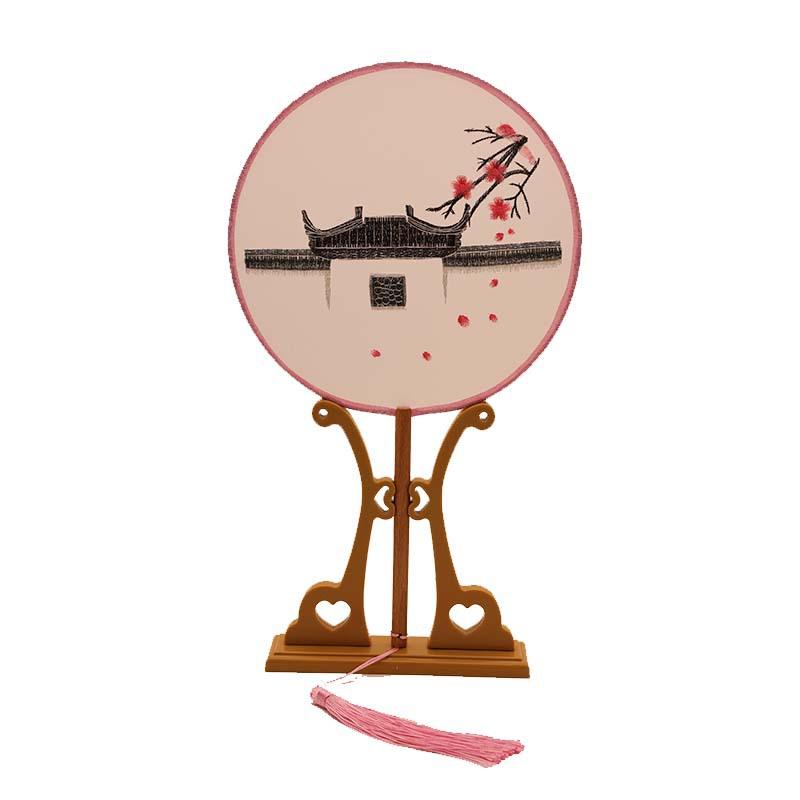 団扇 うちわ 刺繍 両面刺繍 丸形 布 木製骨 中国風 古風 蘇州刺繍 漢服 舞踊扇 夏 ピンク 紫 緑 花柄 猫柄 狐柄 兔柄 熊猫柄 かわいい おしゃれ 普段使い ダンス 伝統行事