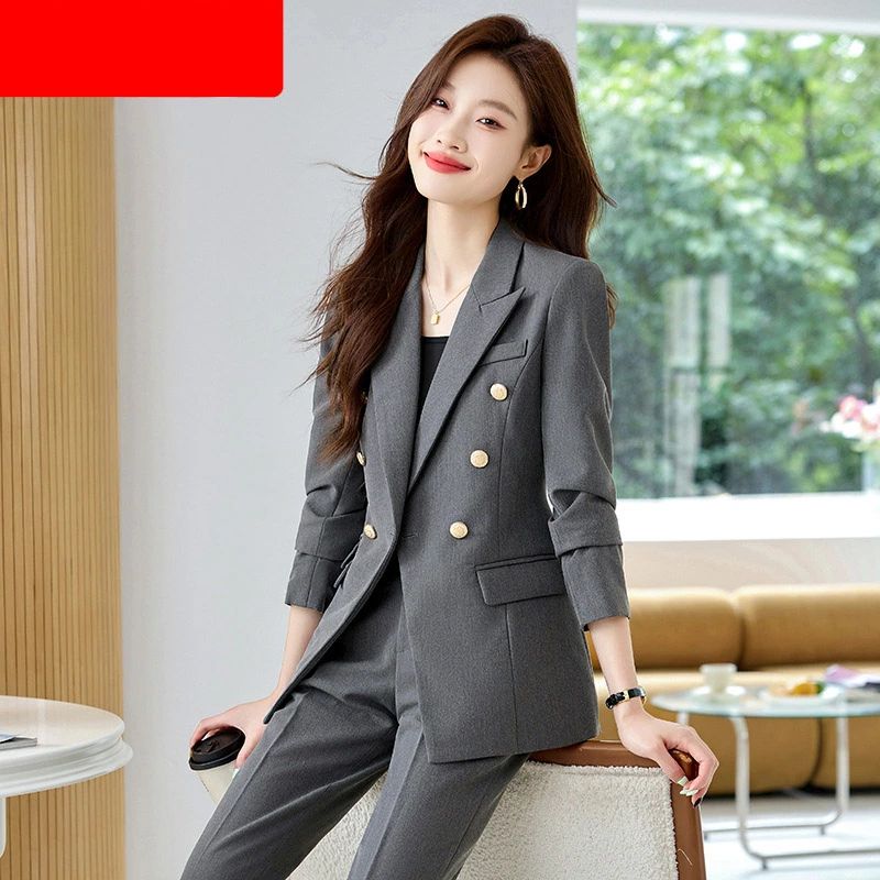 送料無料 全3色 スーツ レディース パンツスーツ グレー ネイビー ブラック スーツ 2点セット 通勤 OL オフィス 黒 紺色 ビジネススーツ フォーマル スーツセット テーラードジャケット スーツセットアップ S M L XL 2XL 3XL 4XL