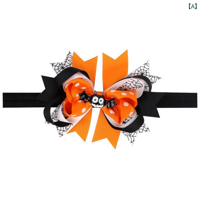 ヘッドバンド ヘアバンド 子供 ハロウィン ゴースト 蜘蛛 蝙蝠 蝶結び リボン スカ...