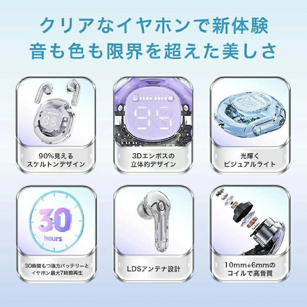 ワイヤレスイヤホン Bluetooth 5.3 マイク ENC通話ノイズキャンセリング 6mmダイナ...