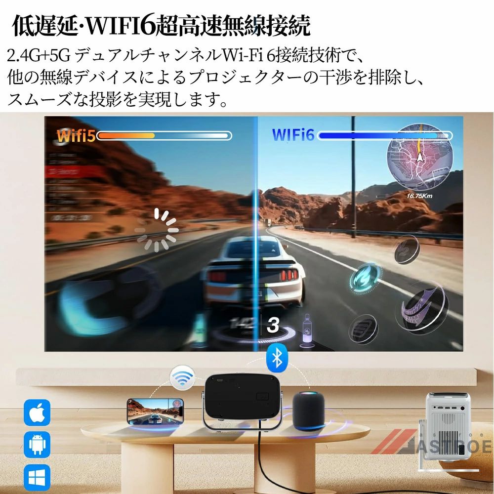 小型 家庭用 天井投影 電動フォーカス android搭載 スマホと繋げる 4K対応 超高清 ...