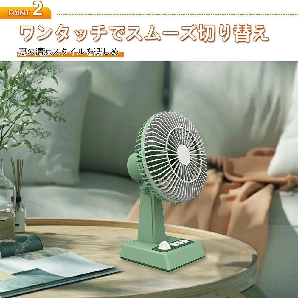 WORLD TEACHのレトロ扇風機 ミニデスクトップファン 上下左右自動首振り コンパクト USB 充電 卓上扇風機 冷風機 大風量 超人気 一番涼しいやつ 冷風扇 冷風扇風器 扇風機 強力 省エネ 扇風機 スリム 風量スイッチ 卓上ファン 可｜アングル3