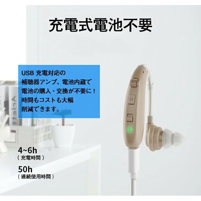 集音器 高齢者 使いやすい 日本企業 耳らくヒアリングライト＋ 充電式 片耳用 補聴...