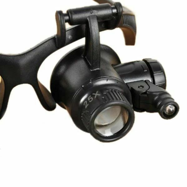 WORLD TEACHの20倍 LED 15倍 ヘッドルーペ 25倍 眼鏡式 10倍｜アングル3