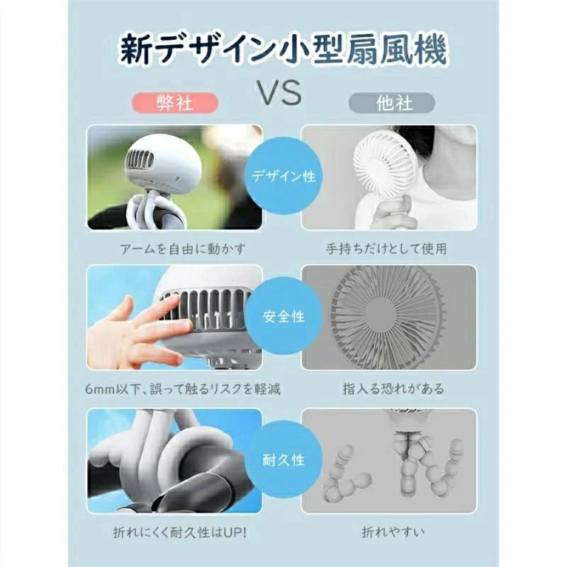 卓上扇風機 ハンディファン ベビーカー 3段階風量 4000mAh USB扇風機 携帯扇風機 ...