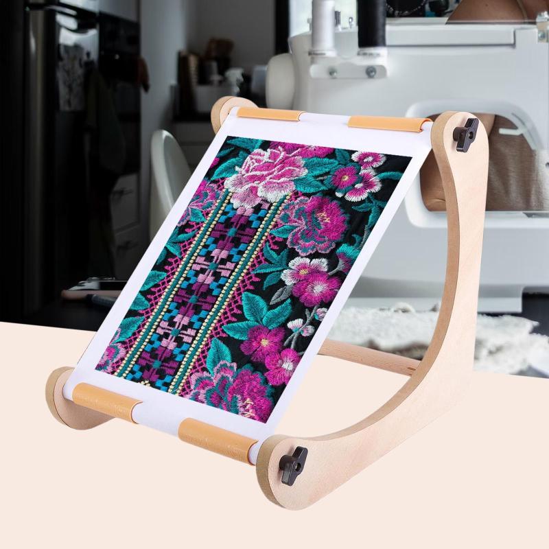 木製 クロスステッチフープスタンド 刺繍テーブルスタンド ホルダーラック 頑丈