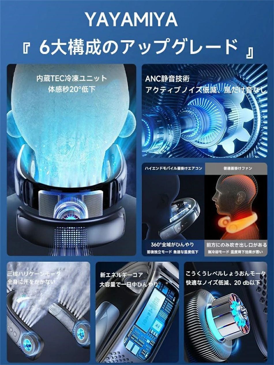 特別記念ネッククーラー 冷却プレート 首掛け扇風機 長持続バッテリー 半導体冷却 父の日