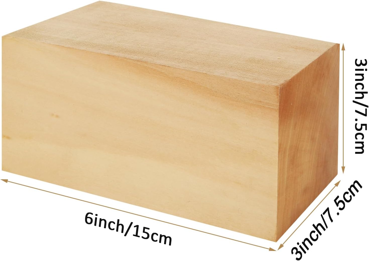 バスウッド彫刻ブロック 3個 6x3x3インチ ホイットリングバスウッドブロック 木彫り用 未仕上げ木製ブロック クラフト用 木彫り 木製セット 子供と大人用 1pcs