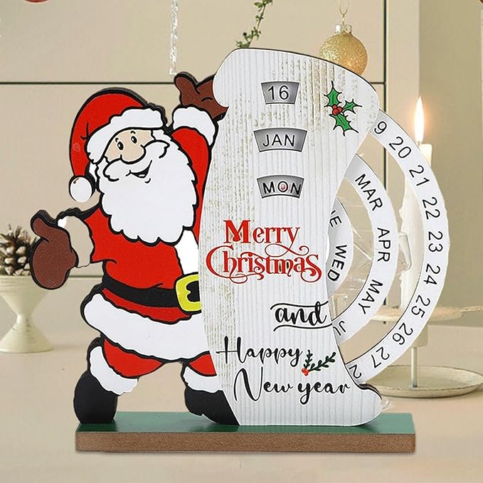 クリスマス永久カレンダー - ントサンタクロース カウントダウン カレンダー デコレーション | サンタクロースベルデスク永久カレンダー装飾、手動回転小型プランナーカレンダークリスマス用