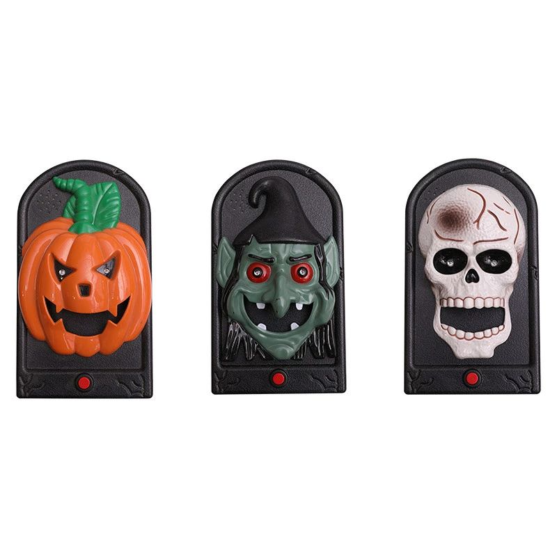 ホラードアベル ハロウィンのドアの飾り ハロウィーンのスケルトンドアベル ハロウィンの飾り付け ハロウィーンの頭蓋骨のドアベル ハロウィーンの不気味な呼び鈴 プラスチック 白い（電池は付属していません）