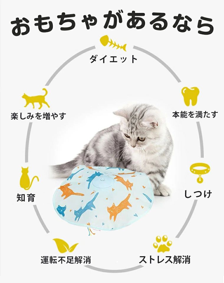 WORLD TEACHの猫じゃらし 羽 おもちゃ 電動 猫 おもちゃ 自動 一人遊び ねこ おもちゃ ネコ おもちゃ 自動回転 猫 玩具 ねこじゃらし 猫遊び 猫用品 ペット用品 電動ぐるぐる 犬猫 猫用 電動おもちゃ 遊べる 運動不足 ストレス解消 留守番対策 電池不要｜アングル3